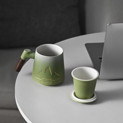 Tea Separation, Tea Cup Drinking Water, Large Capacity Men'S And Women'S Ceramic Cups, Office With Lid Filter Engraving