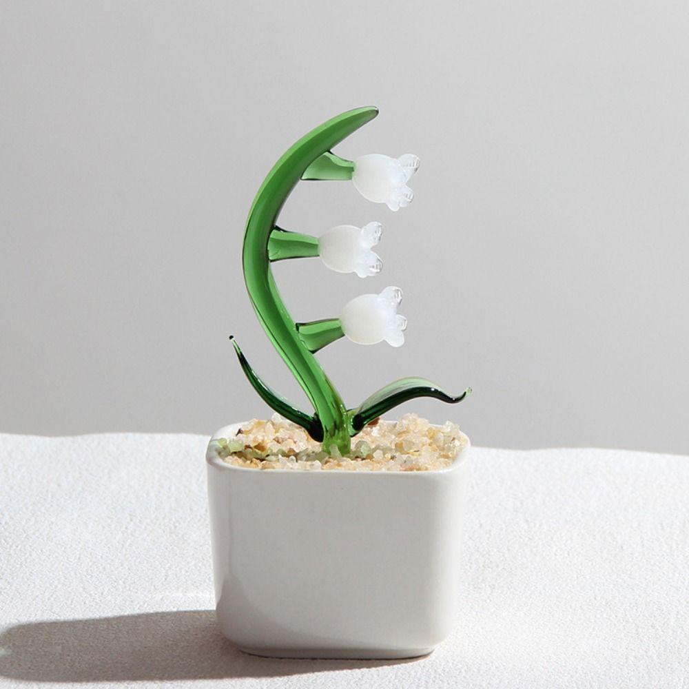 Creatieve Handgemaakte Glazen Potplanten Bloemen Ornament Platte Bodem Schattige Mini Bonsai Levendig Draagbaar Glazen Boeket Beeld Thuis