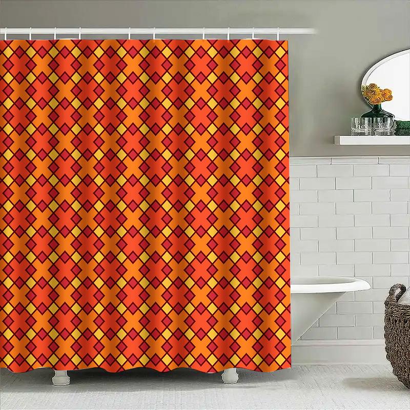 Vibrant Geometric Shower Curtain Waterproof Bath Decor Modern Floral Print Bathroom Accessories Home Decorative Fabric Shower Cl