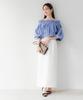 Yours Ruffle Voluminous Blouse BFXU1801 Medium Blue Off-the-Shoulder Women's