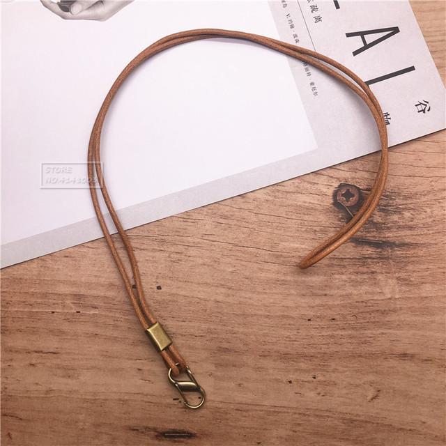Genuine Leather Cell Phone Lanyard Neck Strap Holder Key Lanyard ID Badge Holders Phone Neck Straps with Keyring For iPhone