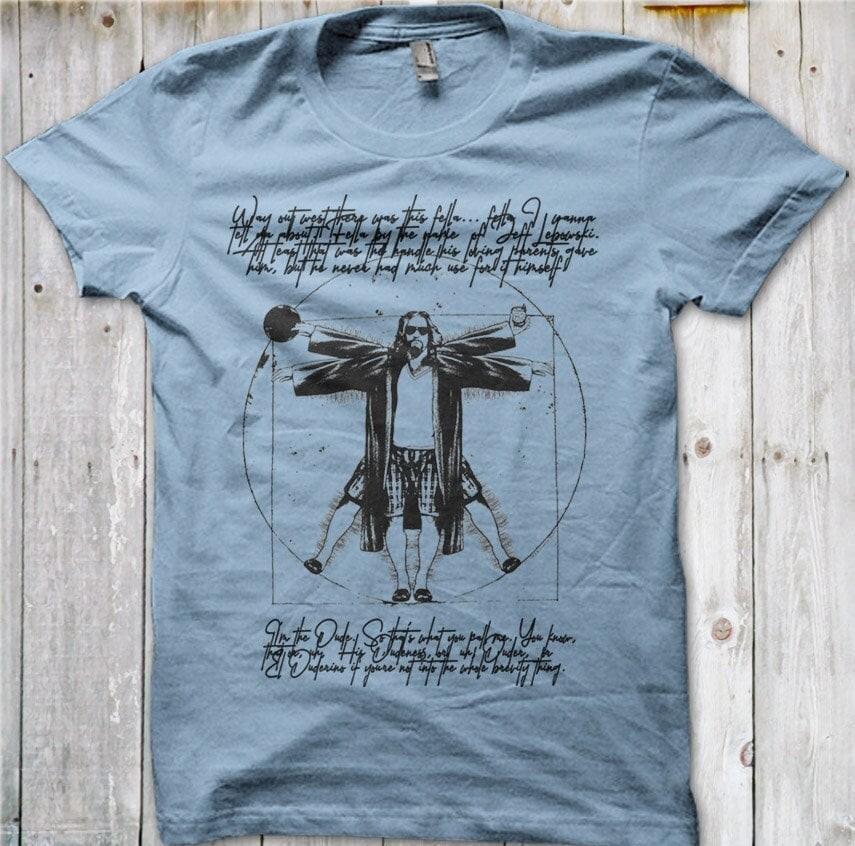 The Dude Vitruvian Man Your opinion man The Big Lebowski funny printed t-shirt S