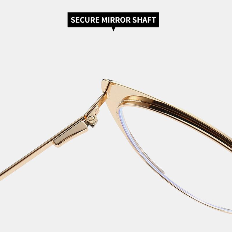 New Anti Blue Light Metal Flat Mirror Women Classic Fashion Triangle Cat Eye Glasses Retro Computer Glasses Frame