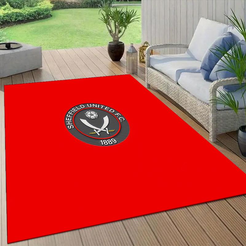 Sheffield United Flannel Pattern Square Carpet,Area Rug,Carpet Rug for Living Room Bedroom Sofa Playroom Decor,Non-slip Floor Mat