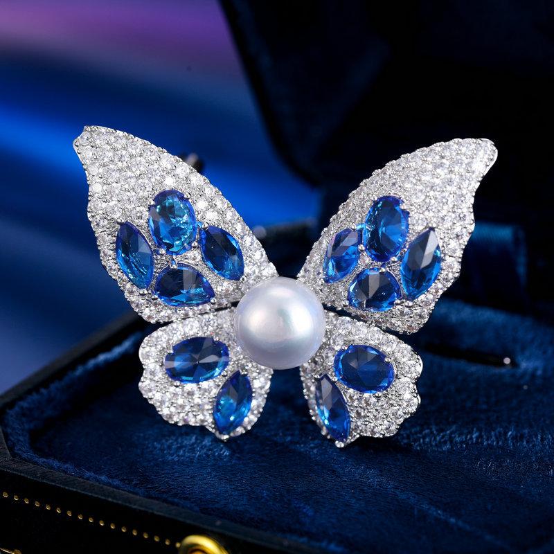 

Осень и зима новая одежда блейзер пальто аксессуары супер вспышка циркон пресноводный жемчуг кокон в бабочка брошь