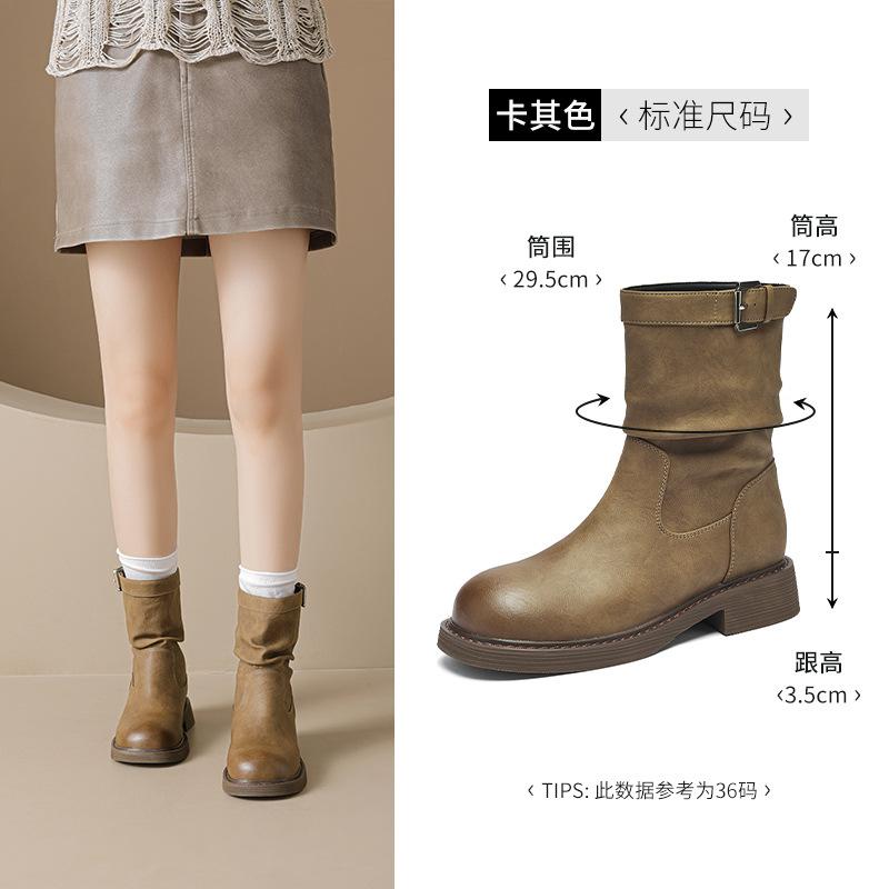 Augustine platform short boots women's 2025 new autumn retro Merard British style western pile Martin boots