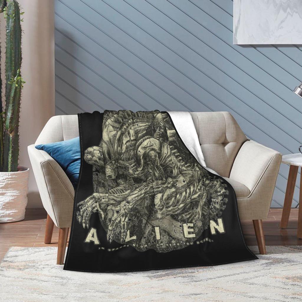 Die Xenomorph 1979 Alien Film Decken Samt Bedruckt Atmungsaktiv Warm Kuscheldecke für Sofa Außen Bettdecke