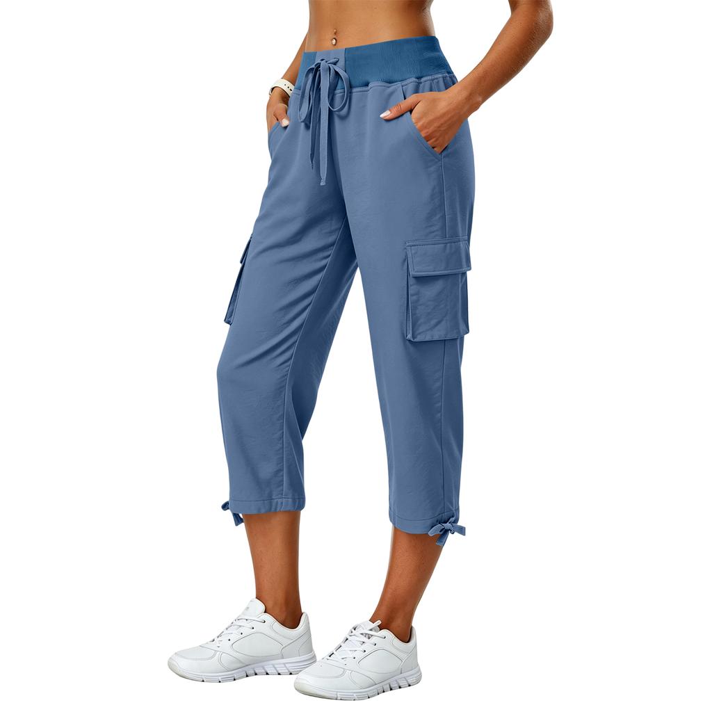 Pantalones Cargo de Secado Rápido para Mujer con Cordón Ajustable Corte Holgado Casual para Trabajo Senderismo al Aire Libre Viajes Ligeros