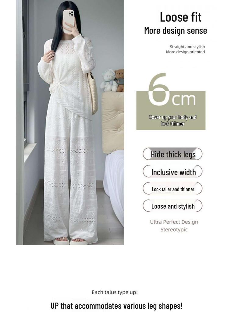 Women's Chic 2026 Lace Hollow Drape Wide-Leg Summer Pants