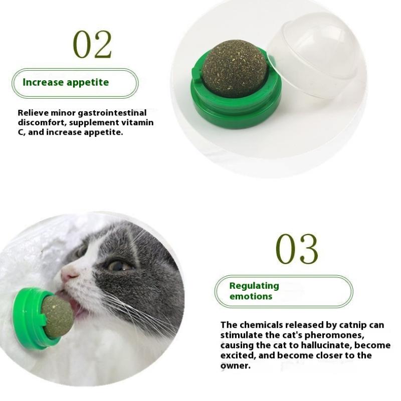 Natural Catnip Cat Wall Stick-On Ball Toy Scratchers Treats Healthy Natural Removes Balls Cat Pet Supplies