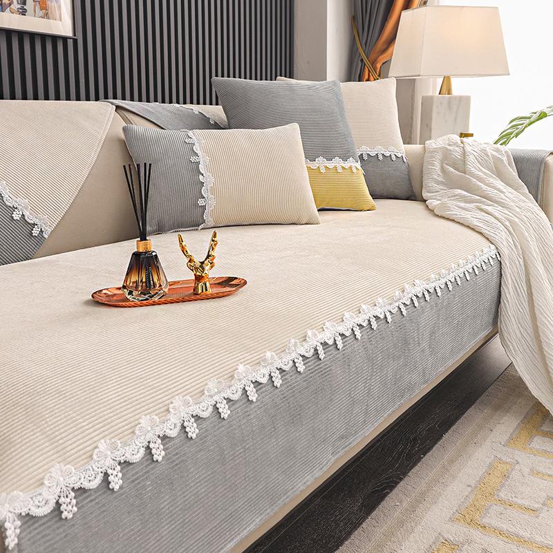 Corduroy Sofa Cover Four Seasons Universal Living Room Non-Slip Sofa Cushion Cover Velvet Full Cover Furniture Protection Cover