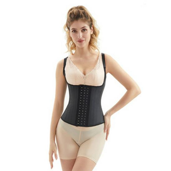 Matte Rubber Waist Trainer: 25 Steel Bone Sports Shaper for Women's Fitness.