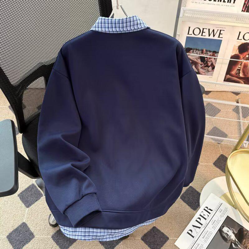 Heavyweight Retro Plaid Patchwork Hoodie Cardigan: Unisex Long Sleeve Sportswear for Autumn