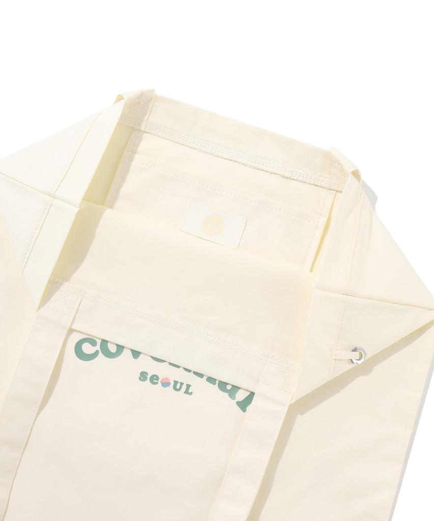 Covernat Woman Clover Heart Cooper Logo Seoul Eco Bag Cream