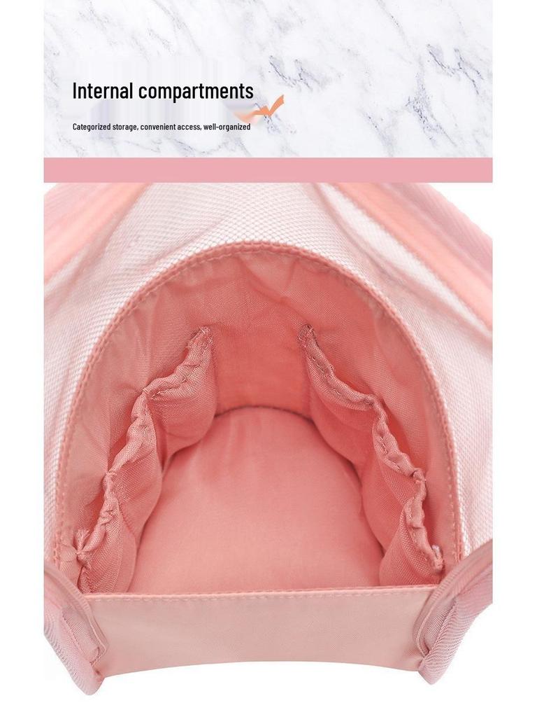 Minimalist Portable Makeup Bag with Visible Storage for Eyebrow Pencil, Eyeshadow, Brush, and Lipstick - Large Capacity