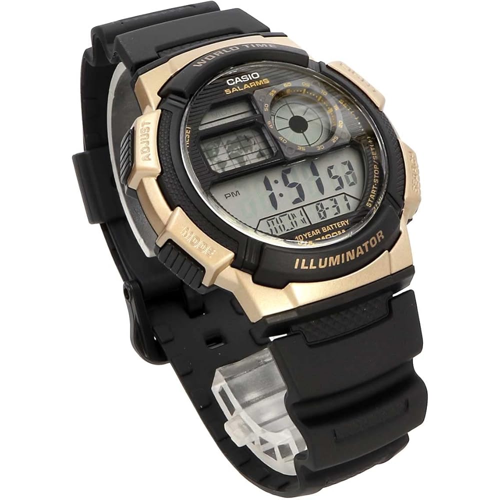 Casio World Time Digital Men's Watch AE-1000W-1A3V Black Gold Genuine Box Imported Model