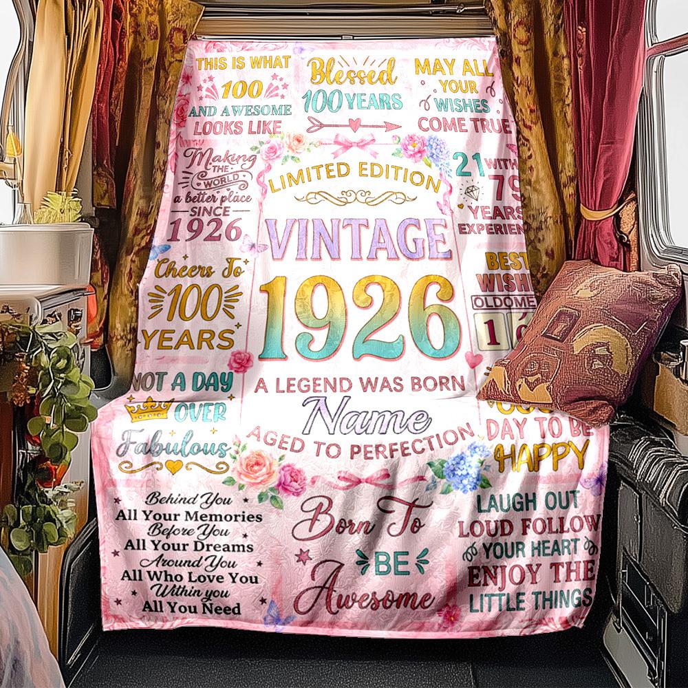 100Th Birthday Celebration Customize Your Name Blanket Soft And Comfortable It'S The Perfect Gift For Family Friends Or Loved Ones Suitable For All