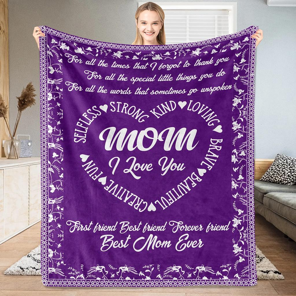 Thanksgiving Day Gift Letter Flannel Throw Blanket for Dad Mom Blanket King Queen Size for Bed Sofa Couch Super Soft Lightweight