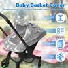 Universal Baby Car Seat Cover Soft Flannel Baby Basket Cover with Breathable Mesh Window Baby Stroller Cover for Newborn Infant