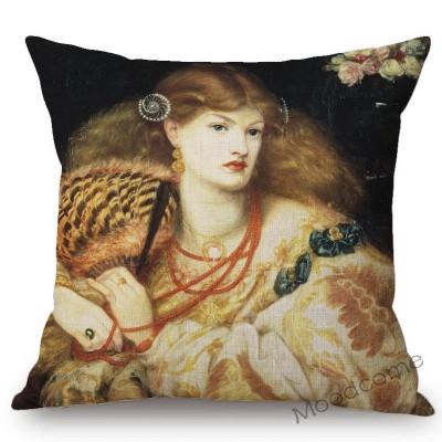 Uk British Artist Dante Gabriel Rossetti World Famous Oil Painting European Beauty Princess Sofa Pillow Case Linen Cushion Cover