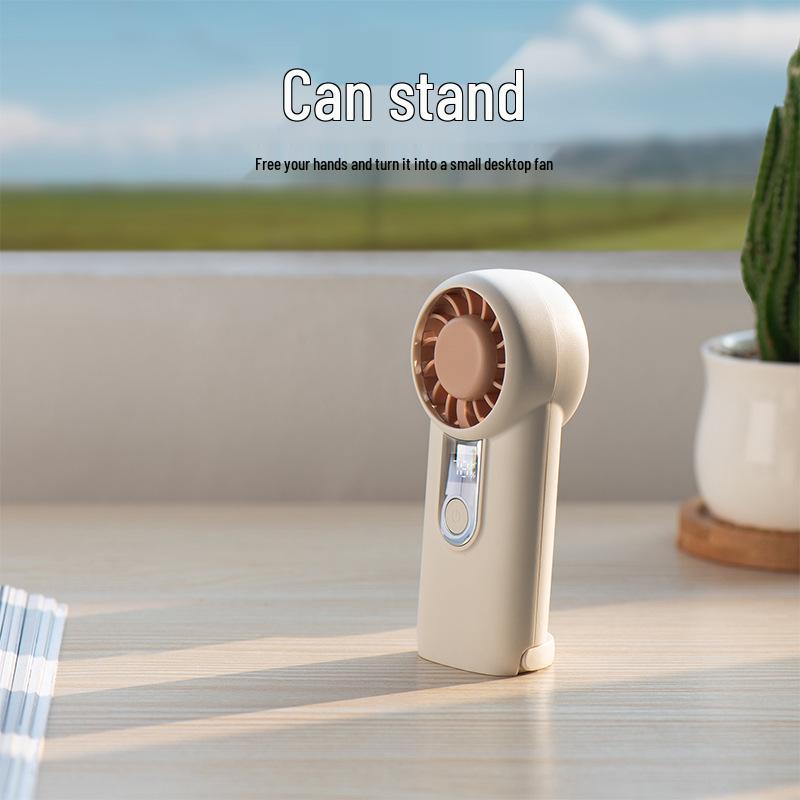 Compact Dual-Use Handheld & Hanging Mini Fan with Digital Display - Quiet & Powerful for Office & Desktop Use