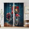 2 Pcs, Filtering Curtains (excluding Rods, Non-movable, Without Batteries) Christmas Motorcycle for Use In Bedrooms and Living