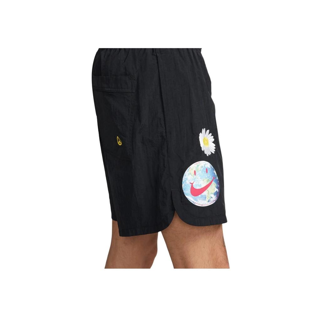Nike Floral Logo High-Waisted Printed Drawstring Loose Casual Shorts Men Bottoms Black DM5057-010