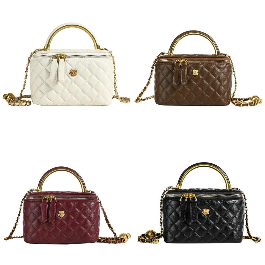Pu Small Box Handbag With Quilted Design And Chain Handle For Urban Fashion