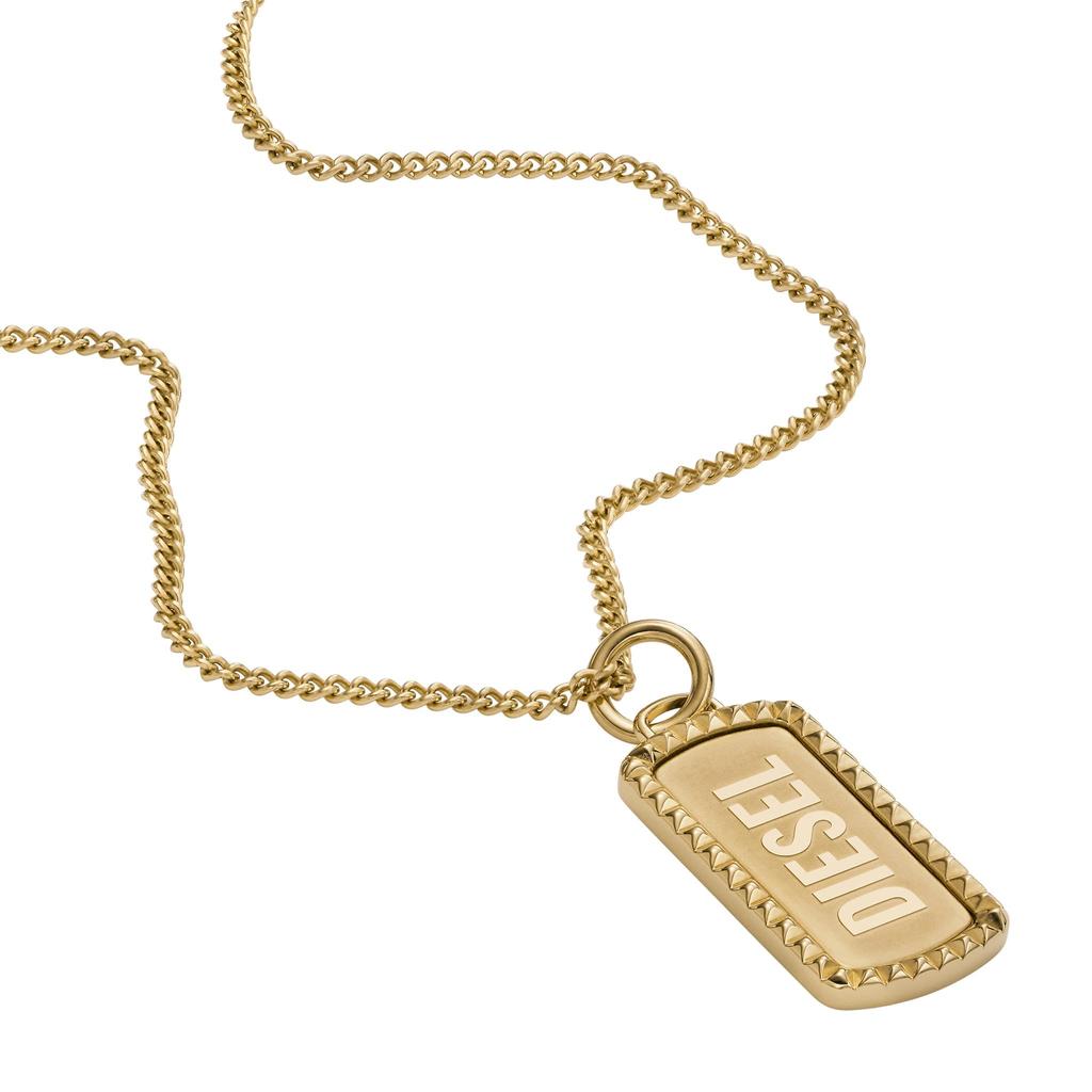Diesel Dog Tag Pendant Necklace All Gender Stainless Stainless No Jewelry Steel, Length 500mm+5mm, Width 15mm, Height 31.1mm, Steel,