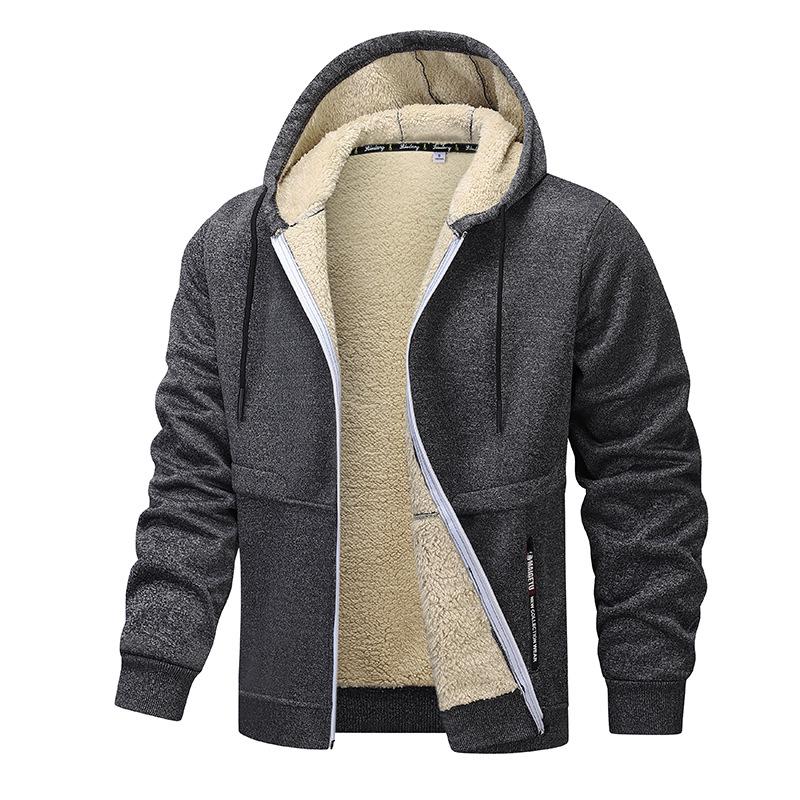 2026 Fall/Winter Thickened Lambswool Hooded Cardigan - European Size Casual Sweatshirt