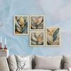 Paper Golden Leaves Botanical Art Paintings With Frame for Home Decor, Wall Painting for Living Room, Multicolor, Set of 4