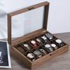 1pc Walnut Wooden Watch Box, European Wrist Watch Storage Box, Dustproof Watch Organizer Display Case, With Transparent Lid