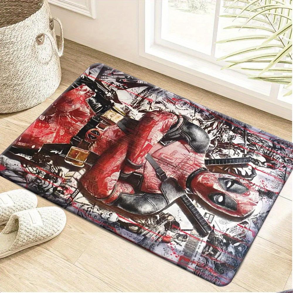 Bath Mat 1pc, Spider- Crouching Pose, MARVEL Flannel Rectangular Mat, Bathroom Non-Slip Entrance Mat, Fun Door Decoration Mat,