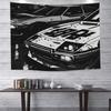 VIKAMA Black  White Racing Car Tapestry Vintage Sports Car Wall Hanging for Living Room Dorm Game Room Automotive Decor