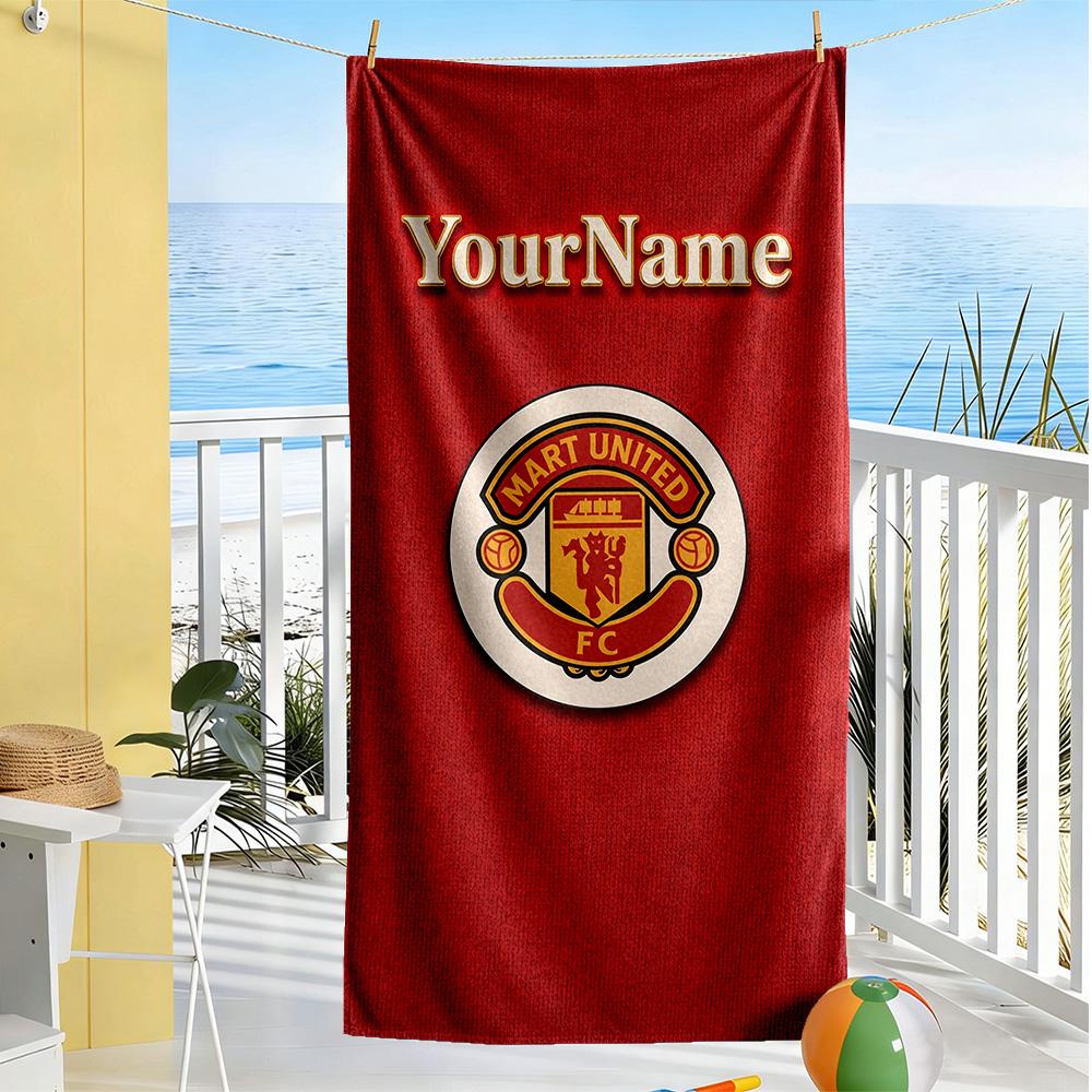 Manchester Customize Text Beach Towel Super Soft & Absorbent Portable for SwimmingBeachCamping Travel Beach AccessoriesGym