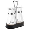 2Pcs/Set Salt & Pepper Kitchen Glass Spice Bottle Refillable Black Condiment Jar with Pour Holes with Rack Spice Dispenser
