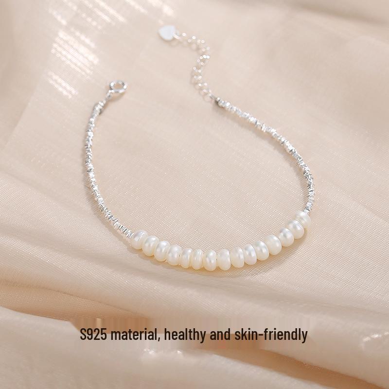 Natural Freshwater Pearl & Sterling Silver Women's Bracelet - Trendy S925 Design