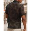 Men's Rose Floral Mesh Sheer Button Short-sleeved Shirt