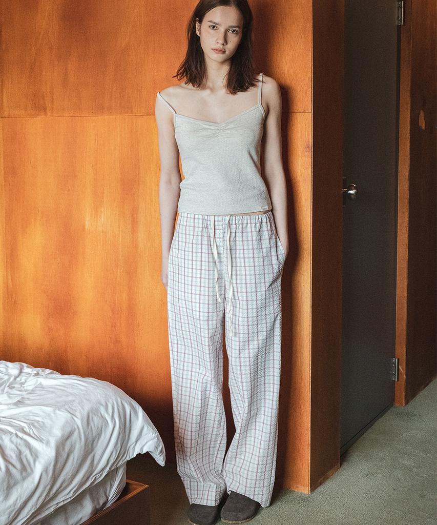 108Paundeu Ease Check Pants_Pink