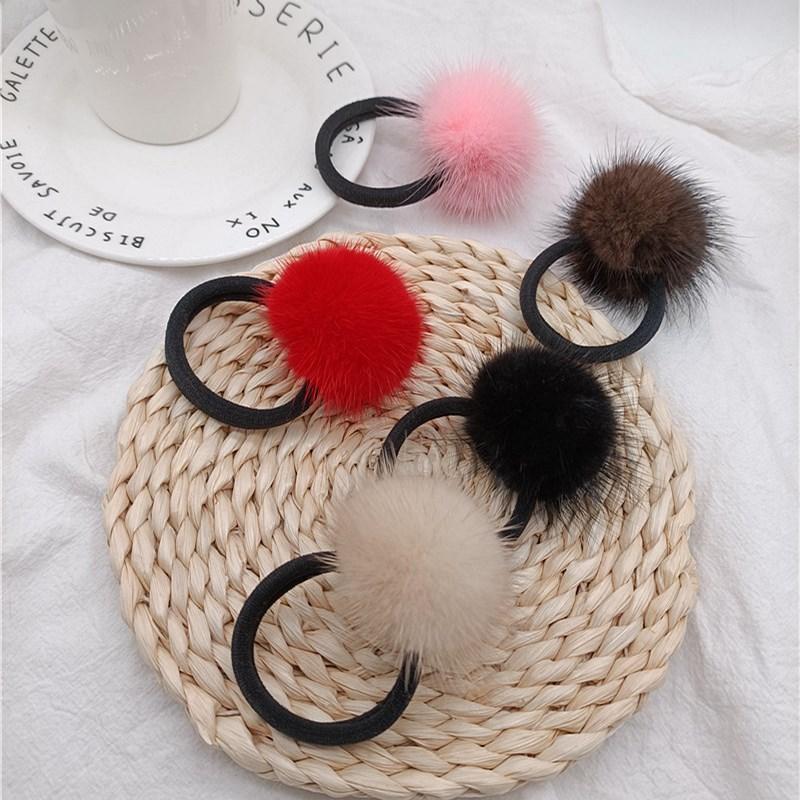 Plush Ball Head Rope, Mink Ball Hair Accessories, Fashionable  Girls' Hair Rings, High Elastic Rubber Bands, Large Plush Ball Hair Rope