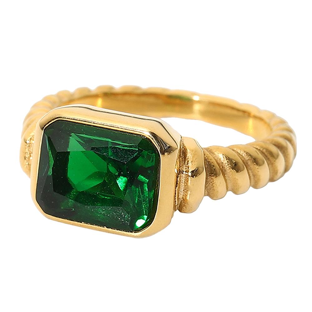Youthway  Gold Pvd Plated  Stainless Steel Rings Wedding Statement Jewelry Freshwater Pearl Cubic Zirconia Ring