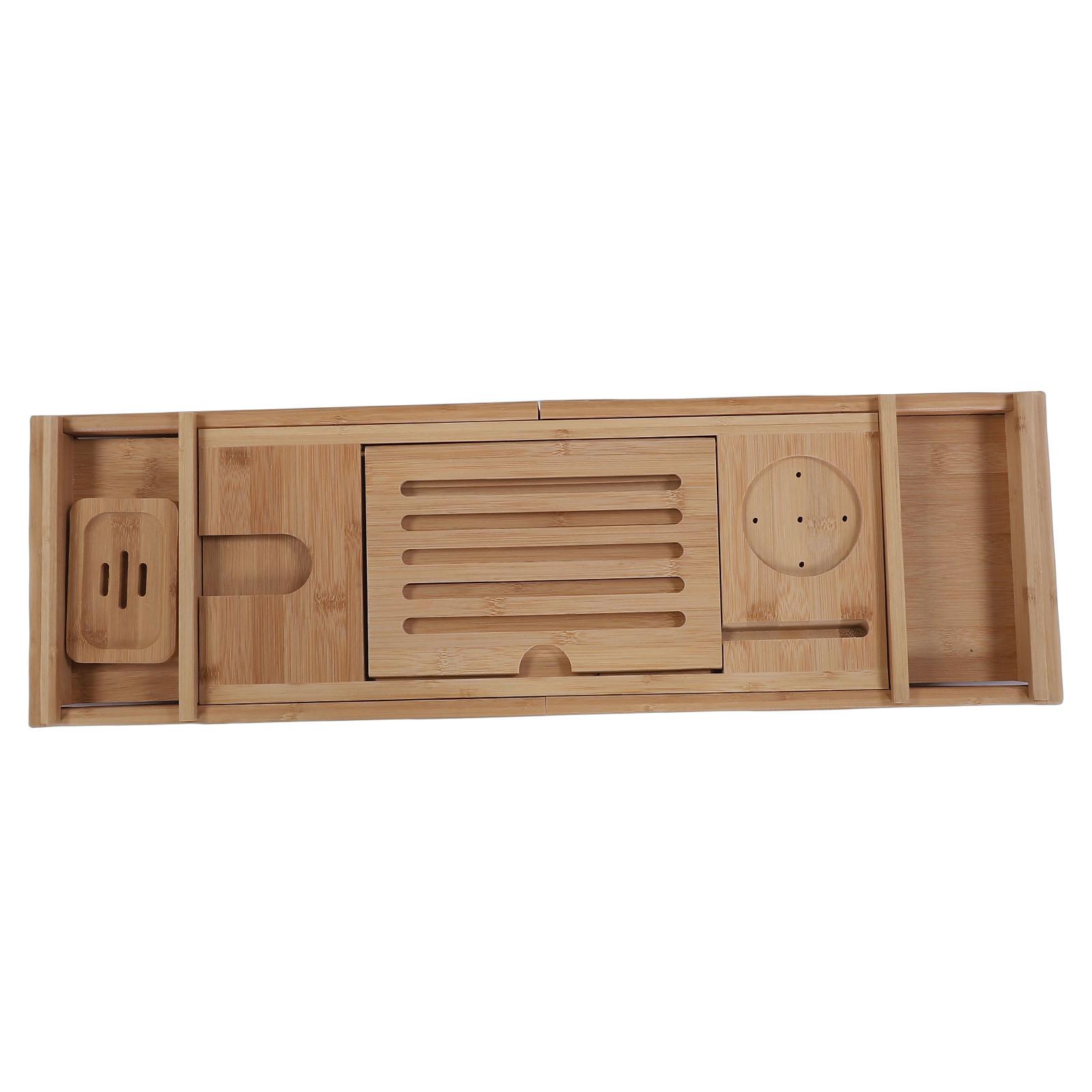 

Bathtub Tray Foldable Expandable Bath Table Tray with Bookshelf and Wine Glass Holder for Home