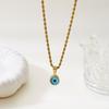 Stainless Steel Turkey Blue Evil Eye Necklace for Women Boho Ethnic Geometric Round Eyes Charm Clavicle Choker Party Jewelry