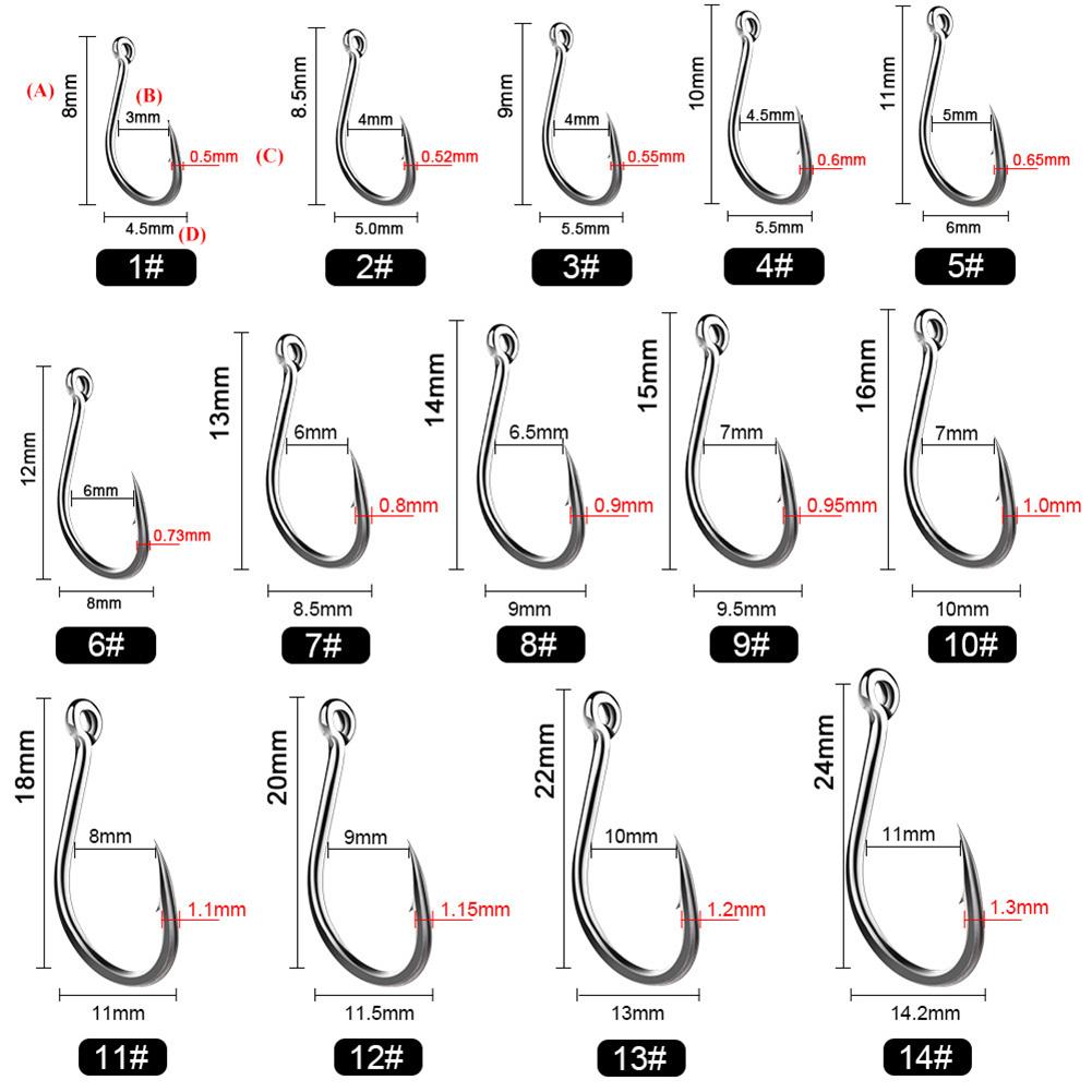100pcs/box High Carbon Steel Fishing  Hooks 1#-10# Fish Hook Set Barb Carp Fishing Accessories