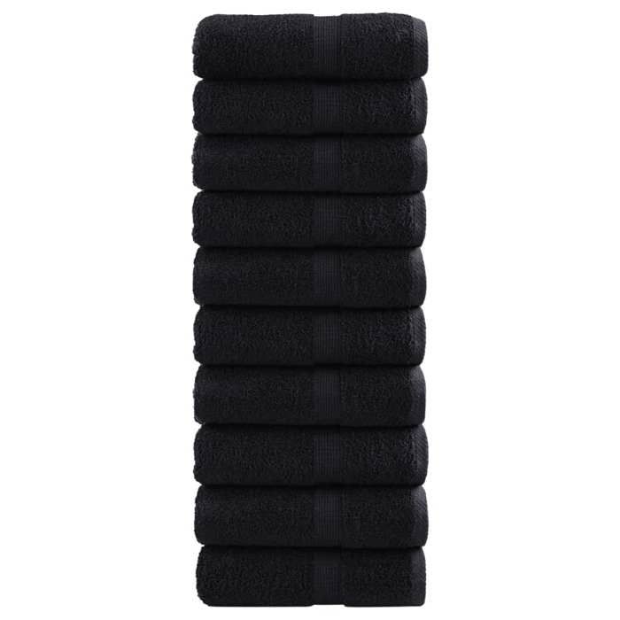 VidaXL Premium Washcloths SOLUND 10 Pieces Black 30 X 30 Cm 600 G/m² 137421