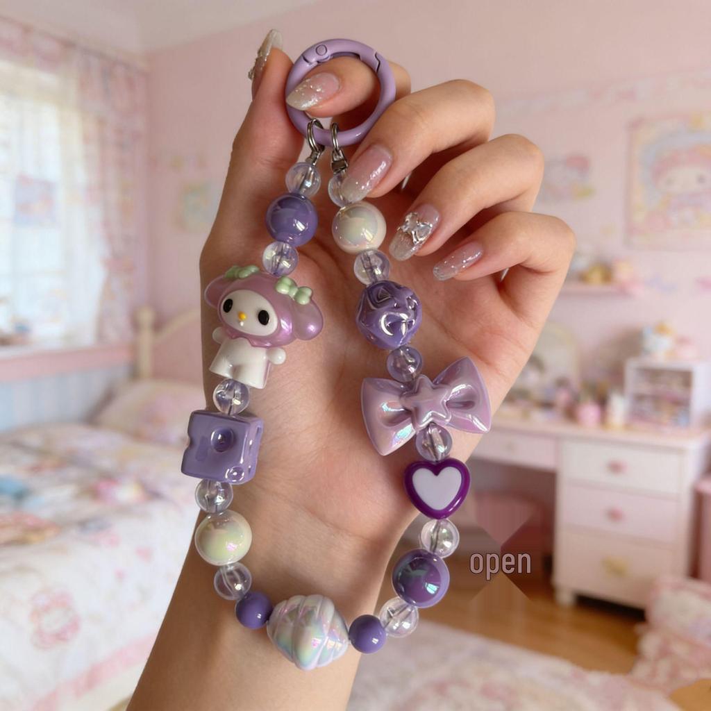 Sanrio Bow Knot Beaded Phone Lanyard & Keychain for Girls