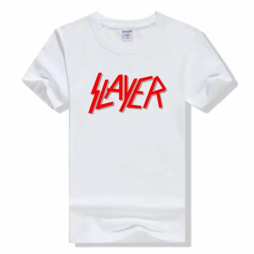 Camiseta de banda de metal Slayer con estampado de moda urbana, cuello redondo, manga corta, algodón, rock, talla grande, unisex, de alta calidad.