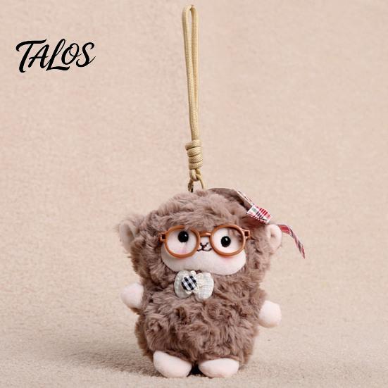 Soft Waxy Plush Pendant Sheep Doll for Bags And Keys, Curly Stuffed Animal Keychain Polyester Fiber with Bow Glasses Accessories, Cute Hanging