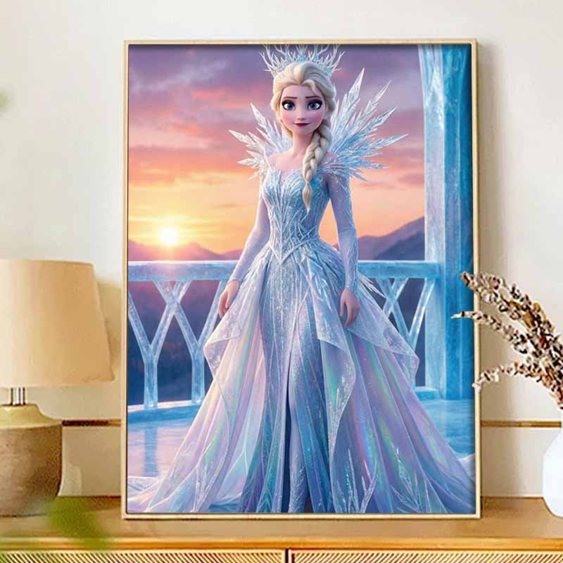 Disney Diamond Art Painting Kit  Elsa Sparkling Ice Queen Craft, Home Wall Decor, Handmade Gift