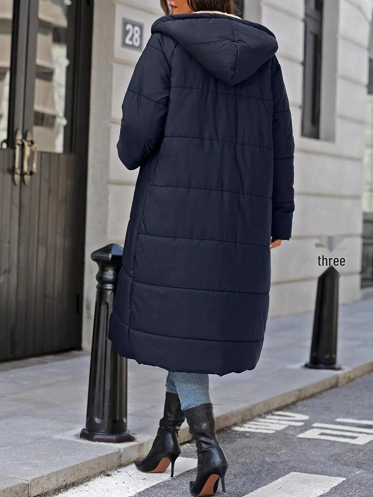 Women's Cotton Hooded Jacket - 2025 Autumn/Winter Diamond Pattern